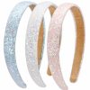 LONEEDY Fashion Headbands | Loneedy 3 Pack Glitter Sequins Sparkly Hard Headbands For Kids Wide Padded Hair Bands Fashion Cute Daily Accessories For Girls And Women (Pink + Sky Blue + White)