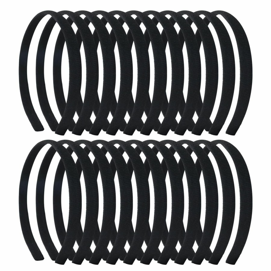 Lawie Fashion Headbands | Lawie 20 Pack 0.5 Inch Black Plain Cloth Covered Thin Hard Plastic Headbands Elastic Skinny Hairband Flexible Hair Hoop Holder Clasp Tiara Crown Base Headpieces Crafts Diy Accessories For Women Girls