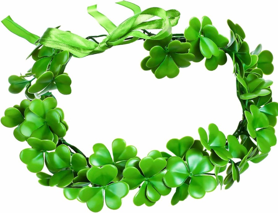 Waydress Fashion Headbands | 2 Pieces St. Patrick'S Day Irish Shamrock Headbands Flower Crown Clover Headband St. Patrick'S Day Accessories Green Garland Clover Garland Party Accessories Fairy Accessories For Women Men And Girls