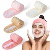 VITEVER Fashion Headbands | 4 Pack Spa Headbands For Women, Lengthened Adjustable Makeup Headbands For Women'S Hair, Stretch Flannel Headband For Washing Face, Wrap Towel For Skincare, Facial Mask, Bath And Sport With Magic Tape