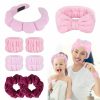 lizquxcup Fashion Headbands | Lizquxcup Women'S Skincare Headbands, 8Pcs Sponge Spa Headbands & Wristband Set, Makeup Headband For Washing Face, Facials, Skincare, Shower, With Giftbox,Pink