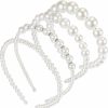 WILLBOND Fashion Headbands | 4 Pieces Pearls Headbands Women White Faux Pearl Rhinestones Hairbands Bridal Hair Hoop Wedding Hair Accessories For Girls (Style Set 1)