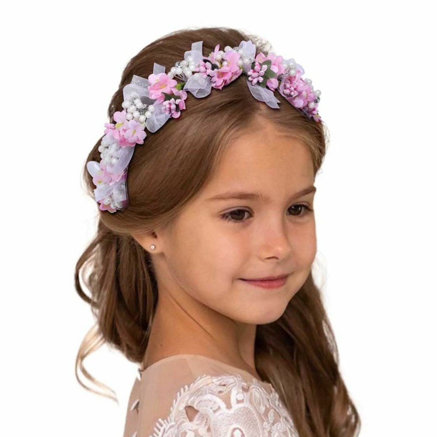 Campsis Fashion Headbands | Campsis Girls Headpiece Flower Headbands Pearl Communion Hair Accessories Crystal Girls Birthday Photography Hair Band For Women And Girls(White)