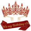 VELSCRUN Fashion Headbands | Velscrun Silver Crystal Birthday Tiara Crowns For Women Girls It'S My Birthday Sash Queen Girls Princess Crown With Combs Happy Birthday Party Decorations Mom Sisters Birthday Gift Hair Accessories