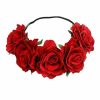 Amazon Fashion Headbands | Dnhcll Rose Flower Crown Fake Flower Crowns Headbands For Women Girl Rose Floral Head Piece Hair Crown Pet Headband Flower Wreath (Red)