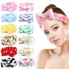 M&C Music Color Fashion Headbands | 12Pcs Spa Headbands, Coral Fleece Makeup Headband Cosmetic Headband, Lovely Face Washing Headband Shower Headbands Headwraps, Soft Bowknot Spa Hair Band Spa Birthday Party Supplies For Girls Women