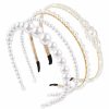 ACO-UINT Fashion Headbands | Aco-Uint 4 Pack Pearl Headbands For Women, White Faux Pearl Hairbands Bridal Hair Hoop, Cute Headbands With Pearl For Girls Party Wedding Hair Accessories For Women Flower Girl