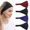 DINPREY Fashion Headbands | Dinprey Rhinestone Bandeau Headbands Cloth Stretchy Sport Headbands Wide Bandana Hairwraps Workout Dots Head Bands Womens Yoga Rhinestone Head Wraps Solid Diamond Twisted Headband Head Wrap Makeup