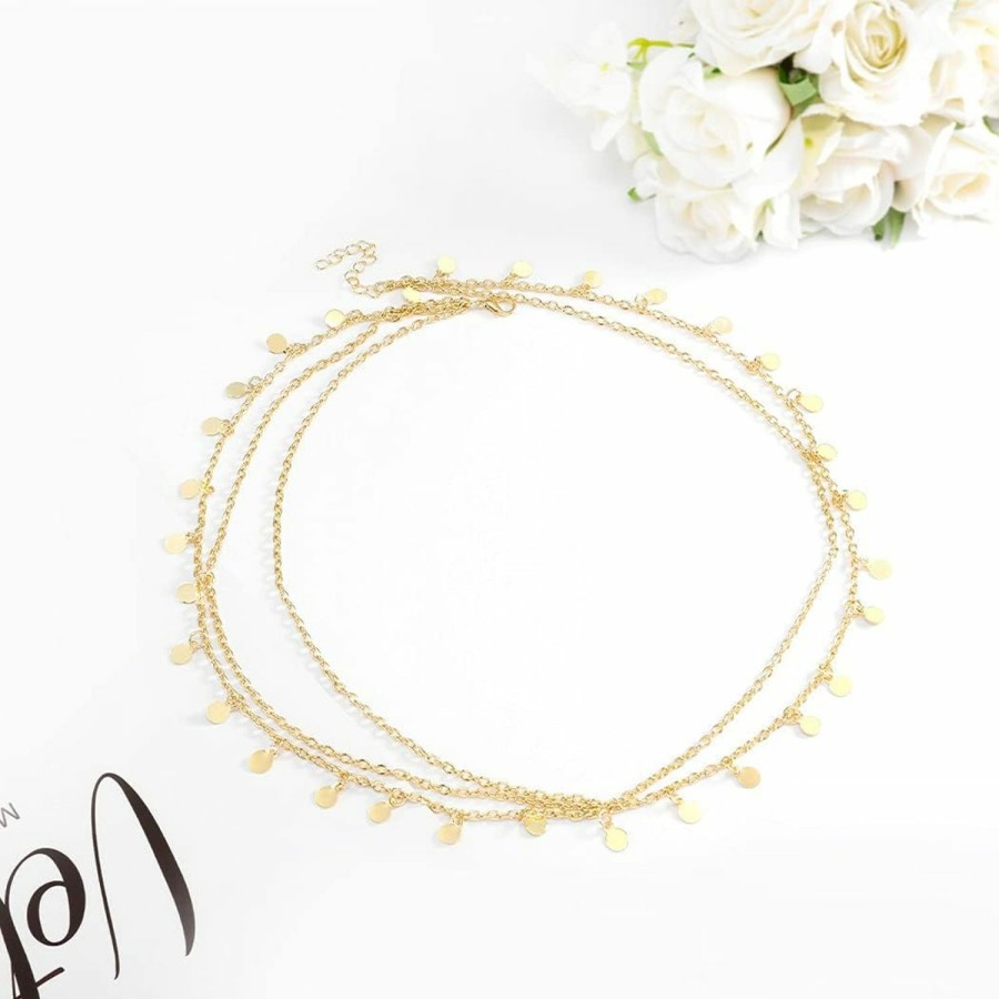 Brinie Fashion Headbands | Brinie Boho Head Chain Gold Small Coins Hair Chain Wedding Head Jewelry Festival Halloween Costume Bridal Hair Chain Headpiece Hair Accessories For Women And Girls