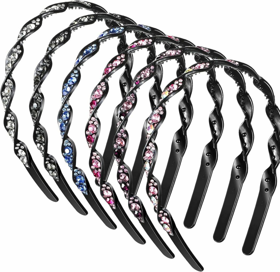 Hoteam Fashion Headbands | Hoteam 6 Pieces Crystal Headbands For Women Hair Comb Headbands With Rhinestones Hair Band For Women, Beaded Headbands Crystal Comb Hairband, Non-Slip Hair Band Hair Accessories (Retro Style)