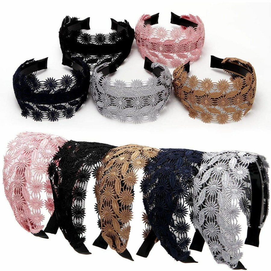 LONEEDY Fashion Headbands | Loneedy Non-Slip Multicolor Lace Headband Wide-Head Cutout Hard Headbands For Women And Girls (Sun Flower)