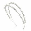 SWEETV Fashion Headbands | Sweetv Pearl Wedding Headband Silver Double Band Bridal Headpieces Crystal Tiara Women Hair Accessories For Women