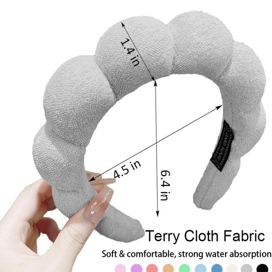 AOENJIE Fashion Headbands | Aoenjie Spa Headbands For Washing Face Or Makeup, Sponge Bubble Skincare Headbands, Puffy Terry Cloth Hairband For Women, Skin Care Makeup Headwear Hair Accessories For Girls (Coffee)