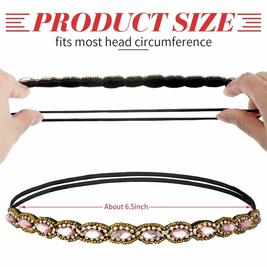 Jutom Fashion Headbands | Jutom 6 Pieces Rhinestone Beaded Headbands Elastic Rhinestone Headbands Vintage Crystal Beaded Stretchy Hairbands Jewelry Hair Accessories For Women And Girls