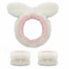 Canitor Fashion Headbands | Canitor Face Wash Headband With Wrist Bands For Washing Face Soft Coral Fleece Spa Headband Makeup Headband Cute Animal Elastic Skincare Headband Wrist Towels (02-Bear Ears)