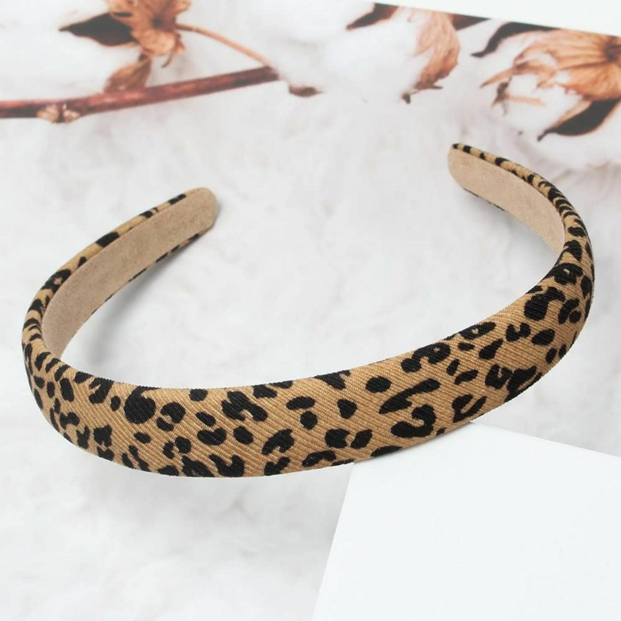 Cuizhiyu Fashion Headbands | Cuizhiyu Leopard Print Headbands For Women Girls 2Cm Wide Headband Pu Solid Hairband Hair Hoops Hair Accessories 6 Pack (Leopard)