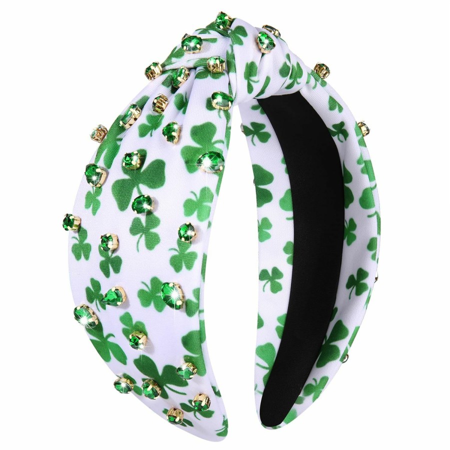 boderier Fashion Headbands | Boderier St.Patrick'S Day Headband For Women Green Irish Top Hat Headband Crystal Embellished Knotted Headband Green Day Party Costume Headwear Accessories Gifts (Top Hat)