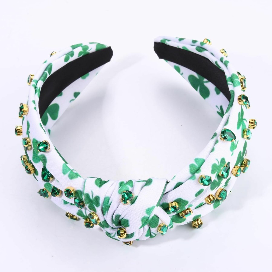 boderier Fashion Headbands | Boderier St.Patrick'S Day Headband For Women Green Irish Top Hat Headband Crystal Embellished Knotted Headband Green Day Party Costume Headwear Accessories Gifts (Top Hat)