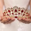 JWICOS Fashion Headbands | Jwicos Vintage Red Queen Crystal Tiara Crown Halloween Tiaras For Women And Girls Bridal Wedding Hair Accessories For Brides And Bridesmaid