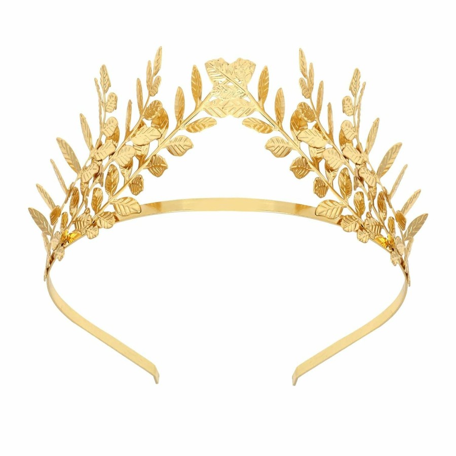 Wecoe Fashion Headbands | Wecoe 1Pc Gold Leaf Headband Headpiece Women Girls Gold Leaf Tiara Crown Flower Girl Bridal Wedding Halo Headband Greek Goddess Toga Costume Hair Accessories For Women Girls