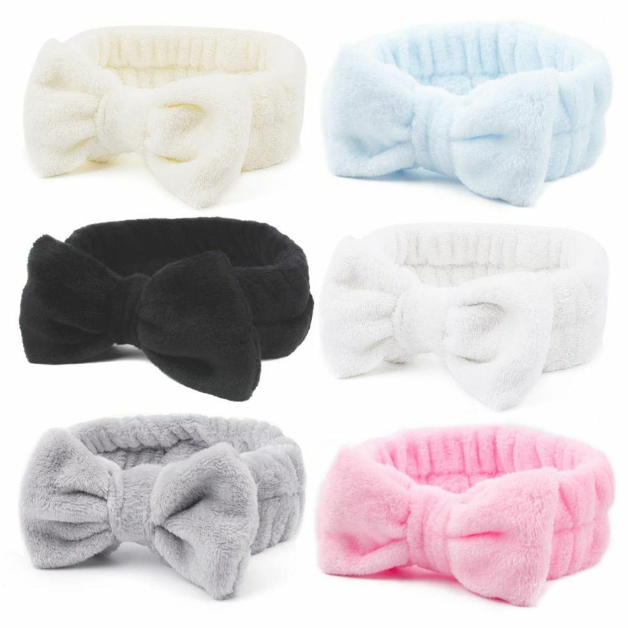 Exacoo Fashion Headbands | Spa Headband, Exacoo 6 Pcs Bow Hair Band For Women Facial Makeup Head Band Knot Turban For Girls Head Wraps For Wash Spa Yoga Sports Shower (Pack Of 6)