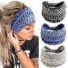 CAKURE Fashion Headbands | Cakure Boho Wide Headbands Knotted Turban African Yoga Hairbands Stretch Elastic Motorcycle Hair Accessories For Women And Girls Pack Of 3 (Set-1)