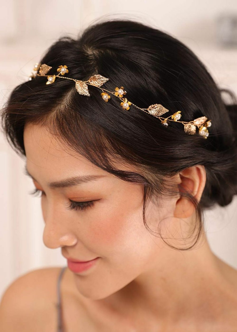 Kercisbeauty Fashion Headbands | Kercisbeauty Gold Leaf Headband For Women Wedding Bridal Boho Hair Piece Dainty Hair Accessories For Special Occasion