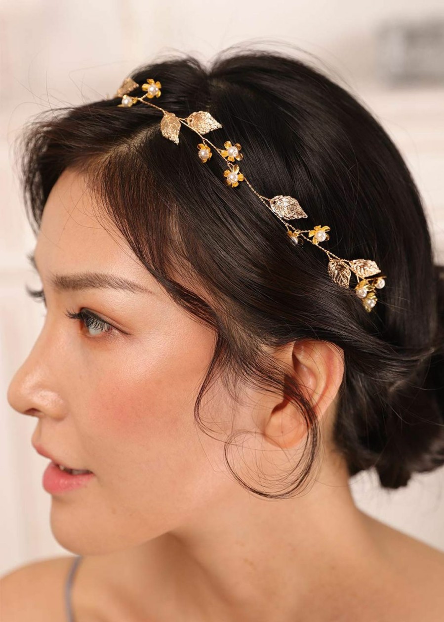 Kercisbeauty Fashion Headbands | Kercisbeauty Gold Leaf Headband For Women Wedding Bridal Boho Hair Piece Dainty Hair Accessories For Special Occasion