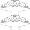 FRCOLOR Fashion Headbands | Frcolor Silver Crystal Tiaras And Crowns For Women 2 Pack Elegant Princess Crown With Combs For Bridal Wedding Bridesmaid Prom Pageant Birthday Party