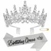 Chanaco Fashion Headbands | Chanaco Birthday Sash Birthday Crowns For Women Birthday Queen Sash Birthday Tiara Red Crown Happy Birthday Decorations Princess Rhinestone Headband Birthday Party Suppliers Gifts