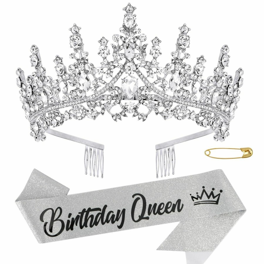 Chanaco Fashion Headbands | Chanaco Birthday Sash Birthday Crowns For Women Birthday Queen Sash Birthday Tiara Red Crown Happy Birthday Decorations Princess Rhinestone Headband Birthday Party Suppliers Gifts