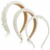 Hoteam Fashion Headbands | 3 Pcs Pearl Headbands For Women White Bling Faux Pearl Rhinestones Hairbands Bridal Hair Hoop Wedding Hair Accessories For Women Girls Bridal Headband White Headband Elegant Wedding Headwear