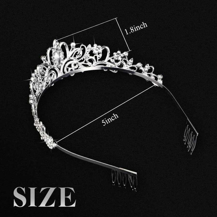 Juinte Fashion Headbands | Juinte 8 Pieces Silver Princess Tiaras For Girls Crystal Princess Crowns For Women Elegant Tiaras With Combs Birthday Crown Bride Headbands Bridal Wedding Prom Birthday Party Cosplay Hair Accessories