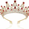 NODG Fashion Headbands | Nodg Gold Tiaras And Crowns For Women Birthday Headband For Girls Red Crystal Queen Crowns Hair Accessories For Bride Party Bridesmaids Bridal Prom Halloween Costume Cosplay Christmas Gifts