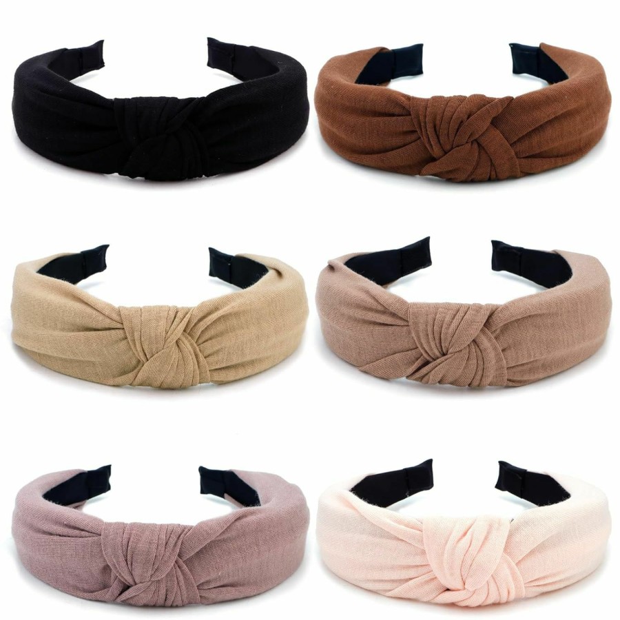 TOBATOBA Fashion Headbands | Tobatoba 6Pcs Knotted Headband For Women Top Knot Headband For Women Fashion Cute Headbands Neutral Headbands For Women Cotton Womens Headbands Knotted No Slip, Hair Accessories For Women Girls