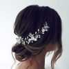 Unicra Fashion Headbands | Unicra Bride Flower Wedding Hair Vine Pearls Bridal Hair Piece Crystal Hair Accessories For Women And Girls (Silver)