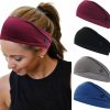 YONUF Fashion Headbands | Yonuf Headbands For Women Girls Nurses Doctors With Buttons Elastic Yoga Hair Bands Accessories Non Slip 4 Pcs