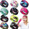 Dingion Fashion Headbands | 10 Pcs 80S 90S Workout Headbands For Women And Men Retro Headbands Non Slip Sweat Bands Headbands Running Headband Elastic Neon Headbands 80S Sweatbands Headbands Costumes For Cycling Yoga Sports