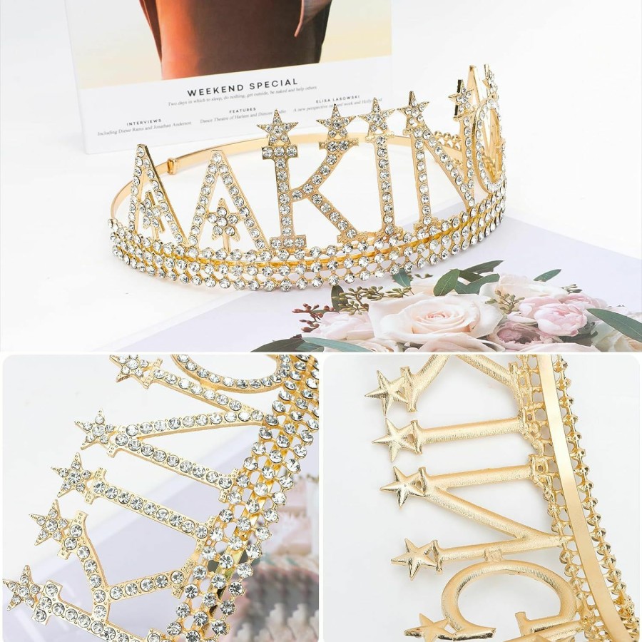 Amariver Fashion Headbands | Amariver Birthday King Crown And Sash For Men Birthday Decorations Gold King Crown King Tiaras For Birthday Party Men'S Decoration For Birthday Party Anniversary And Photography Birthday Accessories