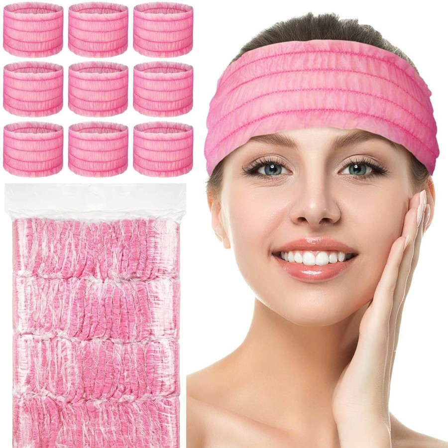 Chuangdi Fashion Headbands | Chuangdi 100 Pieces Disposable Spa Headbands Soft Non-Woven Facial Hair Band Elastic Facial Head Wraps Cloth Stretch Skin Care Makeup Sauna Washing Face Supplies For Women Girls (White)