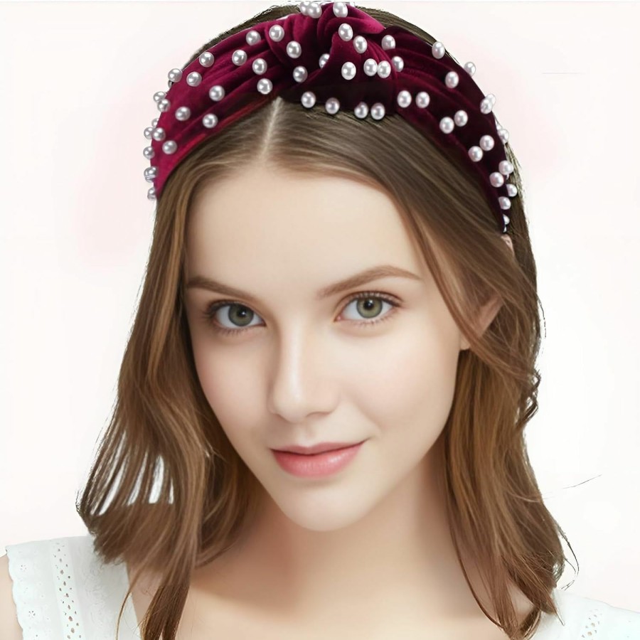 Jaciya Fashion Headbands | Jaciya Headbands For Women 6 Pack Pearl Headbands Velvet Headbands For Women Pearl Headbands For Women Turban Headbands For Women Womens Headbands Diademas Para Mujer