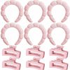 Lyrow Fashion Headbands | Lyrow 12 Pack Spa Headband And Hair Claw Clips For Women Headband For Makeup Skincare Headband For Washing Face Terry Cloth Headband Claw Clip For Women Girls Hair(Pink)