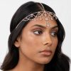 Fdesigner Fashion Headbands | Fdesigner Crystal Head Chain Wedding Headpieces Rhinestone Bride Hair Jewelry Boho Party Teardrop Headband Hair Accessories For Women And Girls (Silver-Boho)