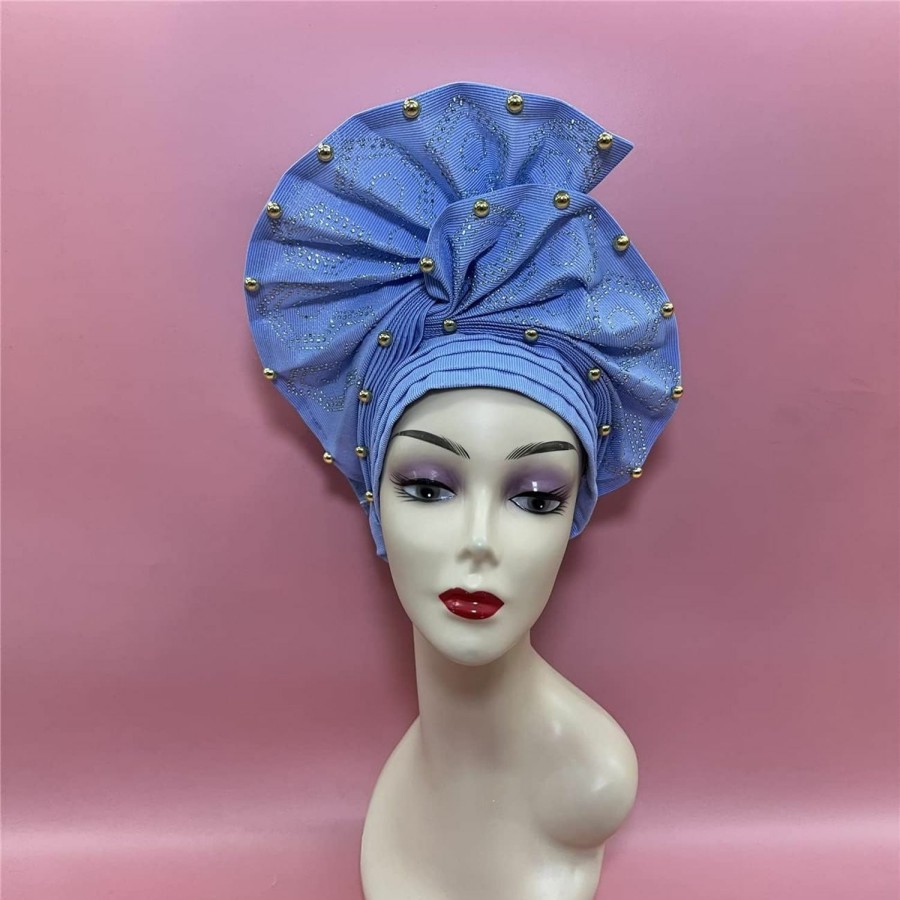 QliHut Fashion Headbands | Luxury Nigerian Headtie Already Made African Headtie Women Headbands Head Wrap Femme Headscarf Sewing Fabric For Party