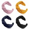 Chuangdi Fashion Headbands | Chuangdi 4 Pieces Wide Knotted Headbands Knot Hairband Solid Color Plain Headband Knot Turban Headband Twist Turban Headwrap Yoga Hair Band Elastic Hair Accessories For Women And Girls