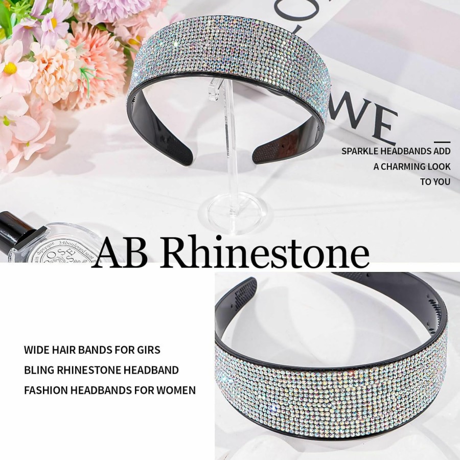 Amariver Fashion Headbands | Amariver Black Rhinestone Headbands Sparkly Glitter Hair Band For Women Fashion Crystal Thick Headband Diamonds Wide Beaded Head Band Bling Jeweled Hair Hoops Stylish Hair Accessories For Women Girls