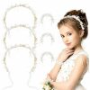 Hoemwarm Fashion Headbands | Hoemwarm 6 Pcs Wedding Flower Girl Headpieces With Crystal Pearl Wrist,White Gold Flower Girl Accessories Crown Tiara Hair Piece Floral Headband For Girls Women First Communion