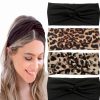 Hjiaruiky Fashion Headbands | Hjiaruiky 4Pcs Turban Headbands For Women Boho Stretchy Fashion Headbands Fabric Twist Knotted Cloth Cute Thick Headband Head Wraps For Womens Girls Yoga Black