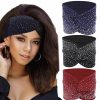 Sliverdew Fashion Headbands | Rhinestone Head Wrap,3 Pack Boho Wide Headbands Rhinestone Head Scarf Crystal Wide Headbands Stretch Wide Headbands Elastic Turban Thick African Fabric Cotton Head Bands Fashion Hair Scarfs