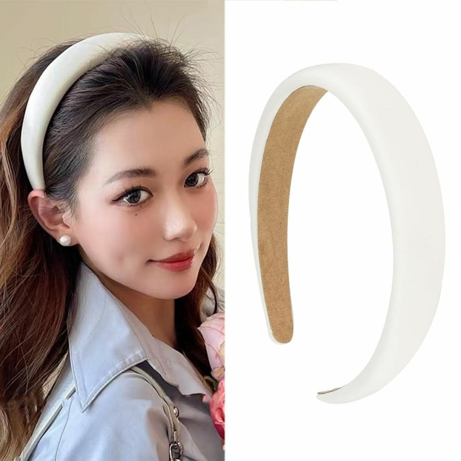 ShiQiao Spl Fashion Headbands | Black Padded Hairband Headbands For Women Solid Wide Simple Headband For Girls Plain Soft Satin Hair Band Hoop No Teeth Thick Head Bands Hoops For Teen Girls Hair Accessories For Women Girls